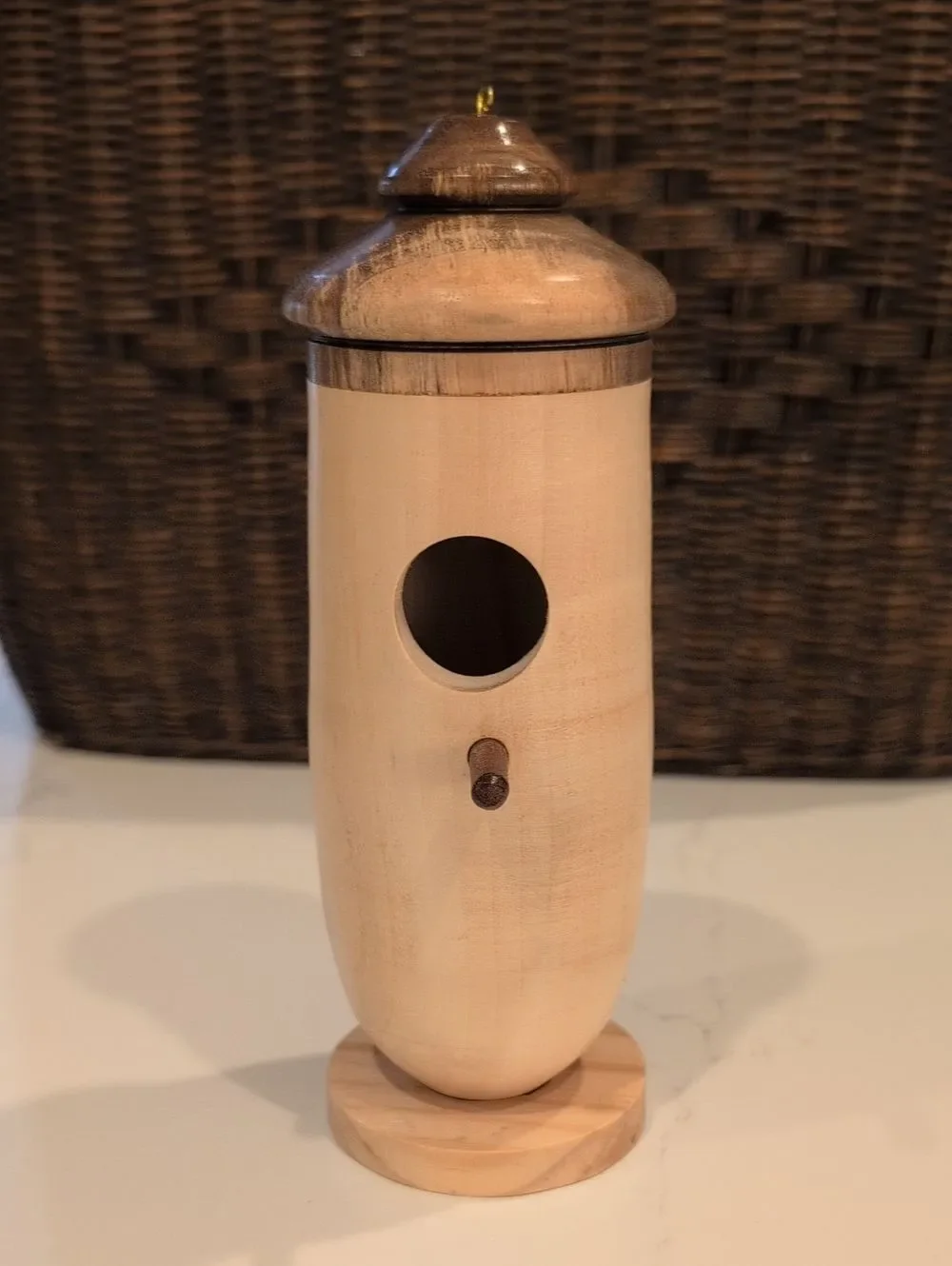 Natural Wood 2-Tone Hummingbird Bird House Handmade